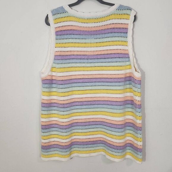 Design History Pastel Rainbow Sleeveless Knit Top NWT Size 3X Striped Sweater - Picture 4 of 8